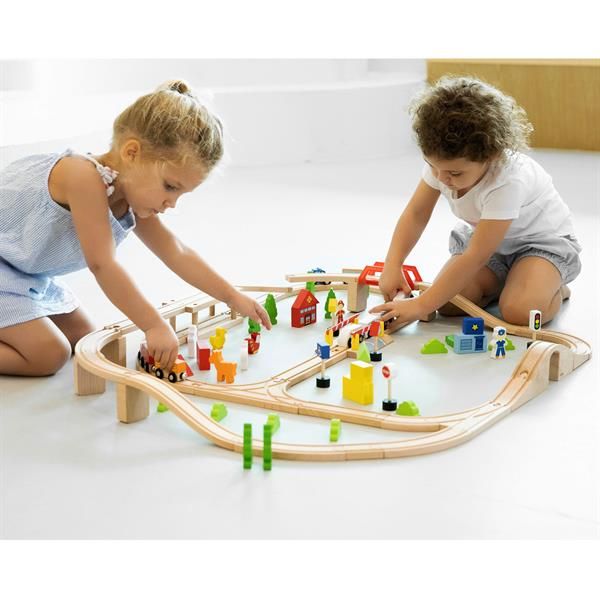 Іграшкова залізниця Viga Toys дерев'яна 90 ел. (50998) kidis_9518 фото