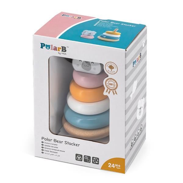 Дерев'яна пірамідка Viga Toys PolarB Білий ведмедик, неваляшка (44005) kidis_2450 фото