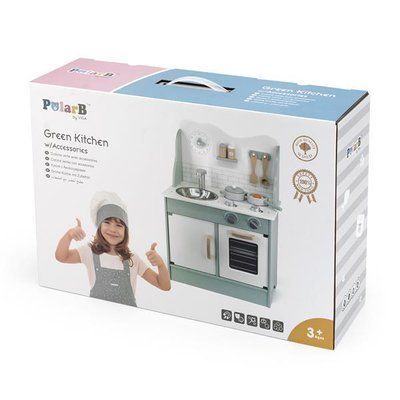Дитяча кухня з дерева з аксесуарами Viga Toys PolarB зелений (44048) kidis_13044 фото