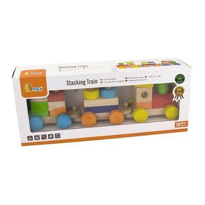 Дерев'яний поїзд-піраміда Viga Toys Кольорові кубики (51610) kidis_2416 фото