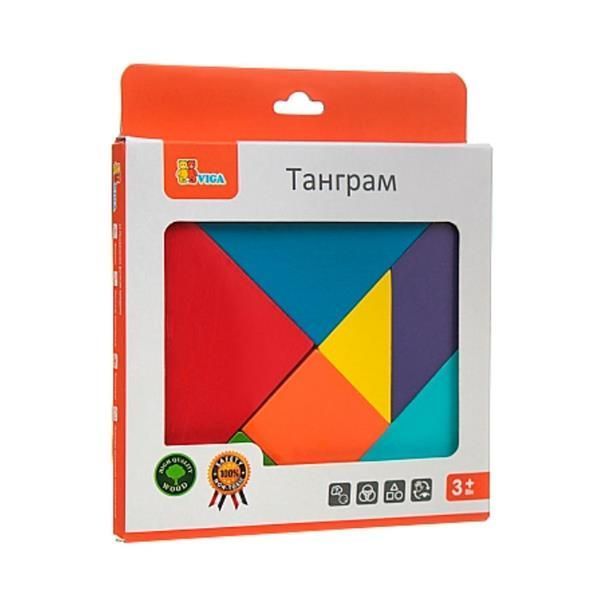 Гра-головоломка Viga Toys Кольоровий дерев'яний танграм, 7 ел. (55557) kidis_2464 фото