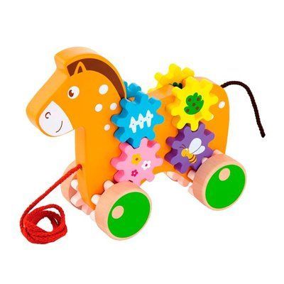 Дерев'яна каталка Viga Toys Коник із шестерінками (50976) kidis_633 фото