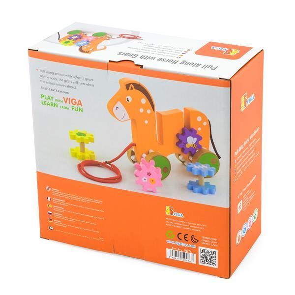 Дерев'яна каталка Viga Toys Коник із шестерінками (50976) kidis_633 фото