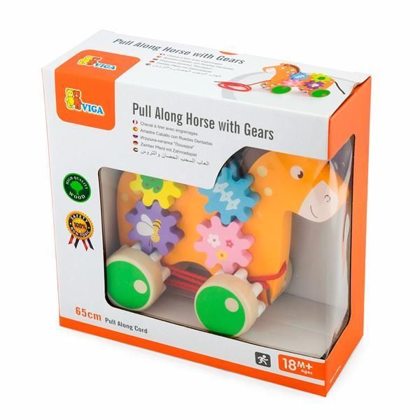 Дерев'яна каталка Viga Toys Коник із шестерінками (50976) kidis_633 фото