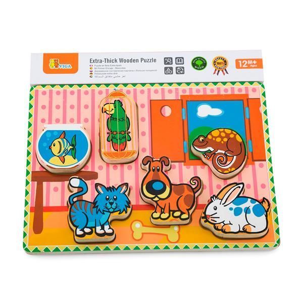 Дерев'яна рамка-вкладиш Viga Toys Домашні вихованці (56440) kidis_955 фото