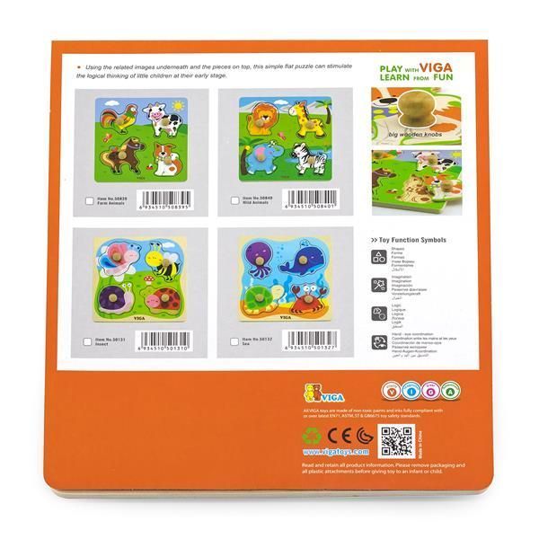 Дерев'яна рамка-вкладиш Viga Toys Звірята на фермі (50839) kidis_597 фото