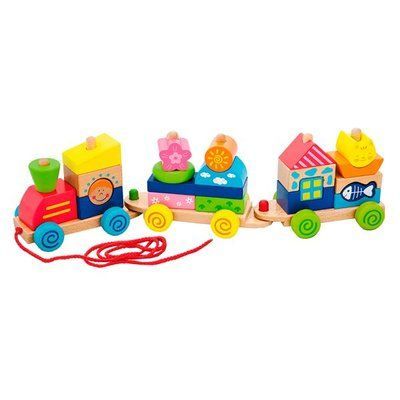 Дерев'яна каталка-поїзд Viga Toys Барвисті кубики (50089) kidis_630 фото