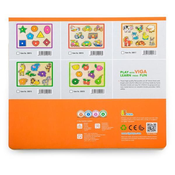 Дерев'яна рамка-вкладиш Viga Toys Кольоровий транспорт (50016) kidis_577 фото