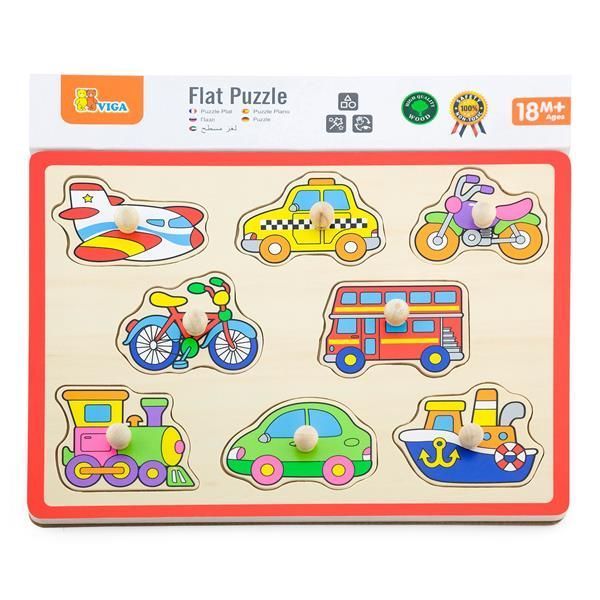 Дерев'яна рамка-вкладиш Viga Toys Кольоровий транспорт (50016) kidis_577 фото