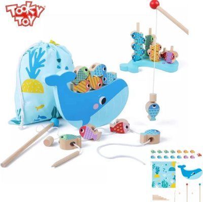 Розвиваюча гра 4 в 1 "Кит" рибалка, балансир, шнурівка, сортер Tookytoy 10554 фото