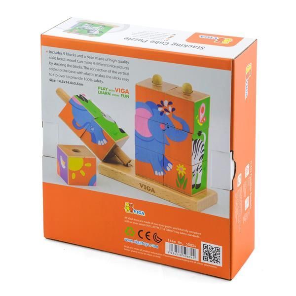 Дерев'яні кубики-пірамідка Viga Toys Звірята (50834) kidis_927 фото