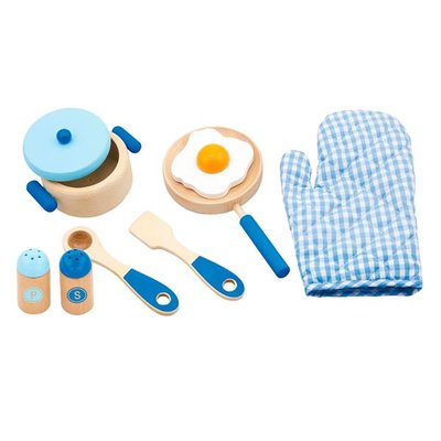 Дитячий кухонний набір Viga Toys Іграшковий посуд із дерева блакитний (50115) kidis_903 фото