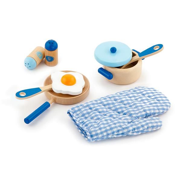 Дитячий кухонний набір Viga Toys Іграшковий посуд із дерева блакитний (50115) kidis_903 фото