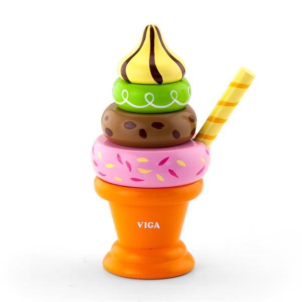 Іграшкові продукти Viga Toys Дерев'яна пірамідка-морозиво помаранчевий (51322) kidis_9545 фото