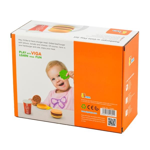 Іграшкові продукти Viga Toys Дерев'яні гамбургер і кола (51602) kidis_1027 фото