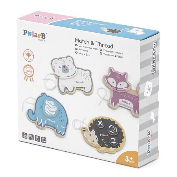 Дерев'яна шнурівка Viga Toys PolarB Звірята (44044) kidis_9102 фото
