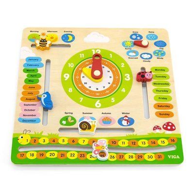 Дерев'яний календар Viga Toys з годинником, англійською мовою (44538) kidis_12963 фото