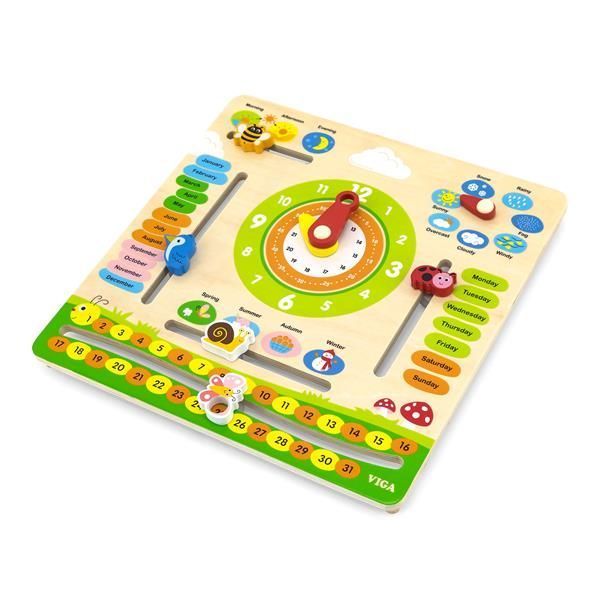 Дерев'яний календар Viga Toys з годинником, англійською мовою (44538) kidis_12963 фото