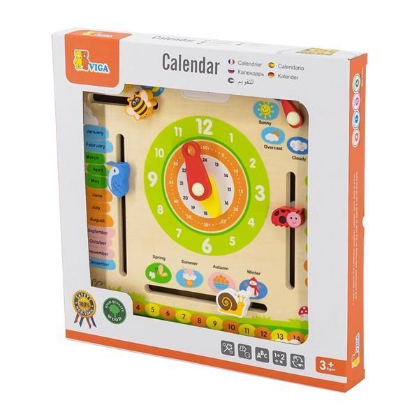 Дерев'яний календар Viga Toys з годинником, англійською мовою (44538) kidis_12963 фото
