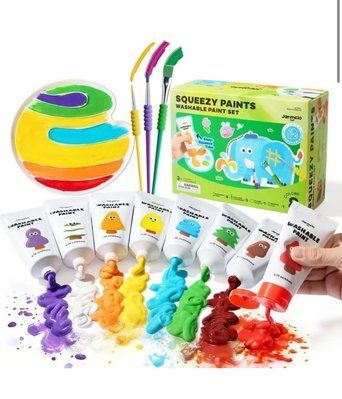 Творчий набір фарб Squeezy на водній основі 8 кольорів Jar Melo 4704 фото