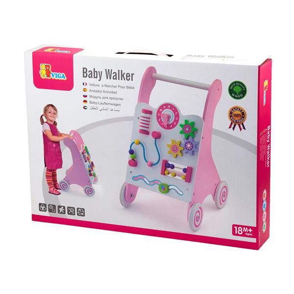 Дитячі ходунки-каталка Viga Toys з бізібордом, рожевий (50178) kidis_721 фото